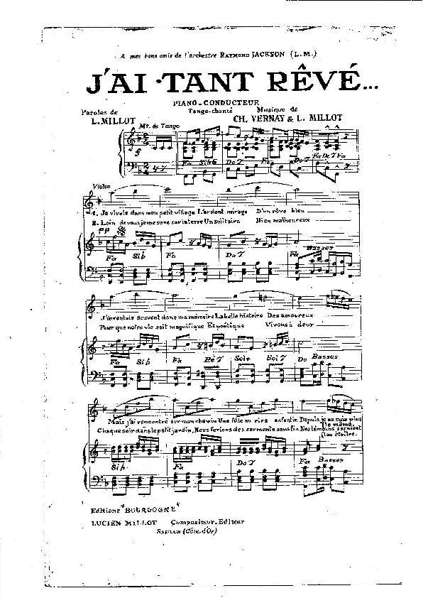 télécharger la partition d'accordéon J'ai tant rêvé (Tango Chanté) au format PDF