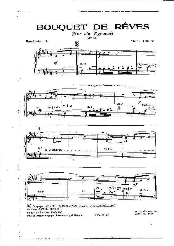 télécharger la partition d'accordéon Bouquet de rêves (Nur ein Zigeuner) (Bandonéon A + B) (Tango) au format PDF