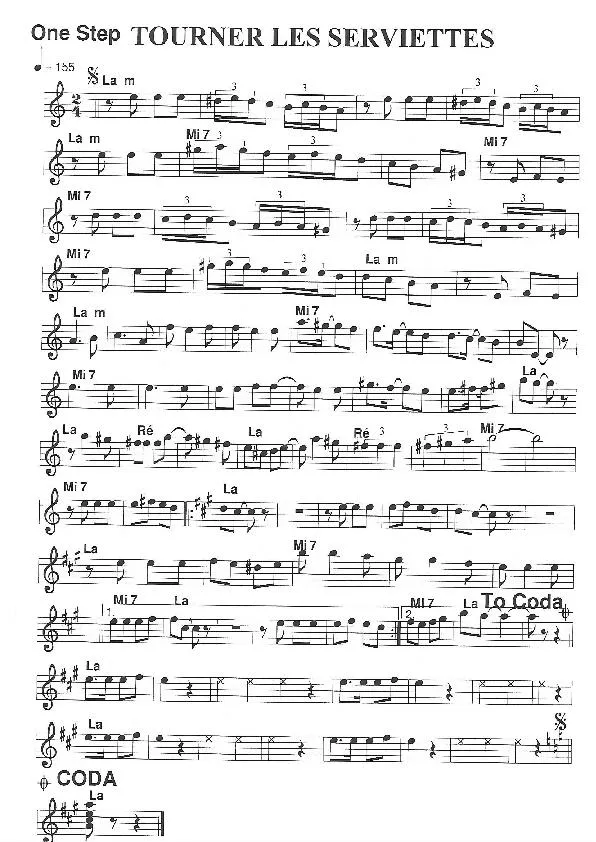 télécharger la partition d'accordéon Tourner les serviettes (Chant : Patrick Sébastien) (Relevé) au format PDF