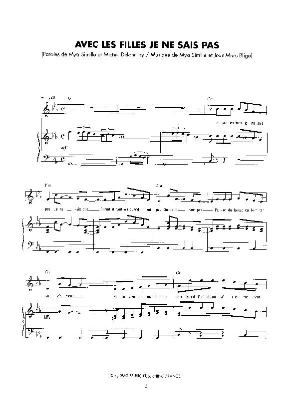 télécharger la partition d'accordéon Avec les filles Je ne sais pas (Chant : Philippe Lavil) (Pop) au format PDF