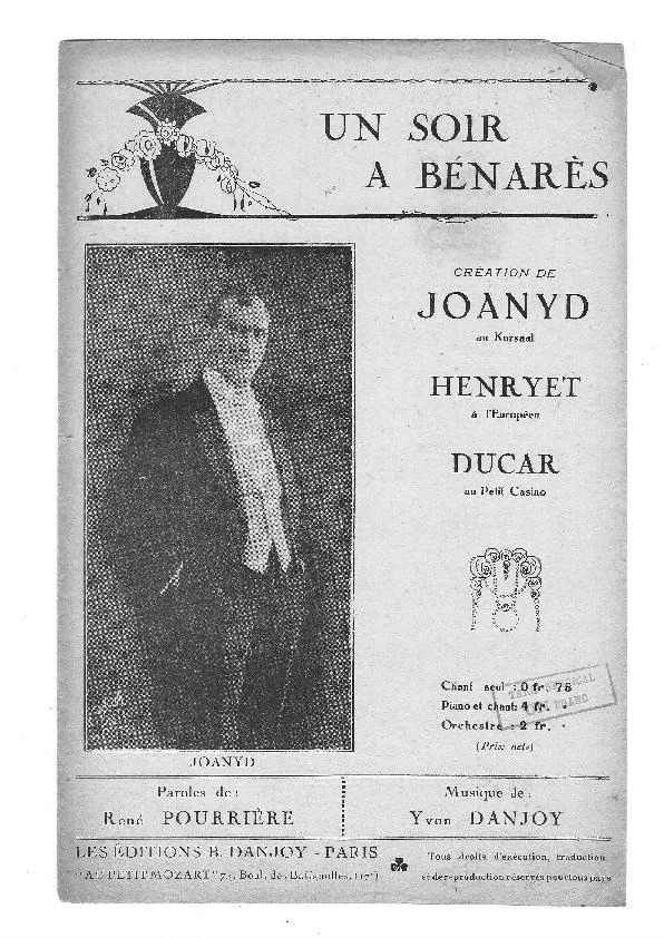 télécharger la partition d'accordéon Un soir à Bénarès (Chant : Joanyd / Henryet / Ducar) (Fox Trot) au format PDF
