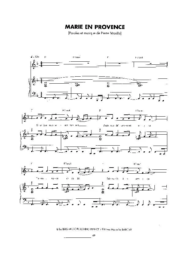 télécharger la partition d'accordéon Marie en Provence (Pop) au format PDF