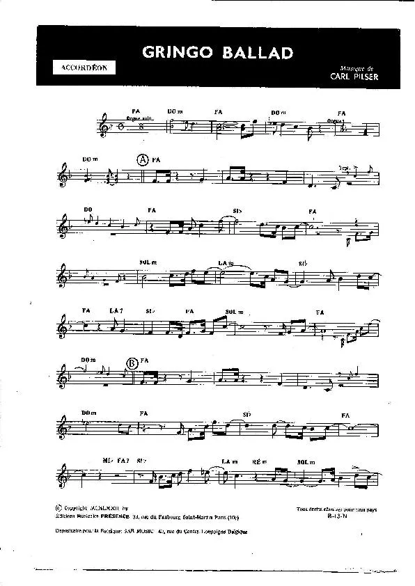télécharger la partition d'accordéon Gringo Ballad (Orchestration Complète) (Mélodie) au format PDF