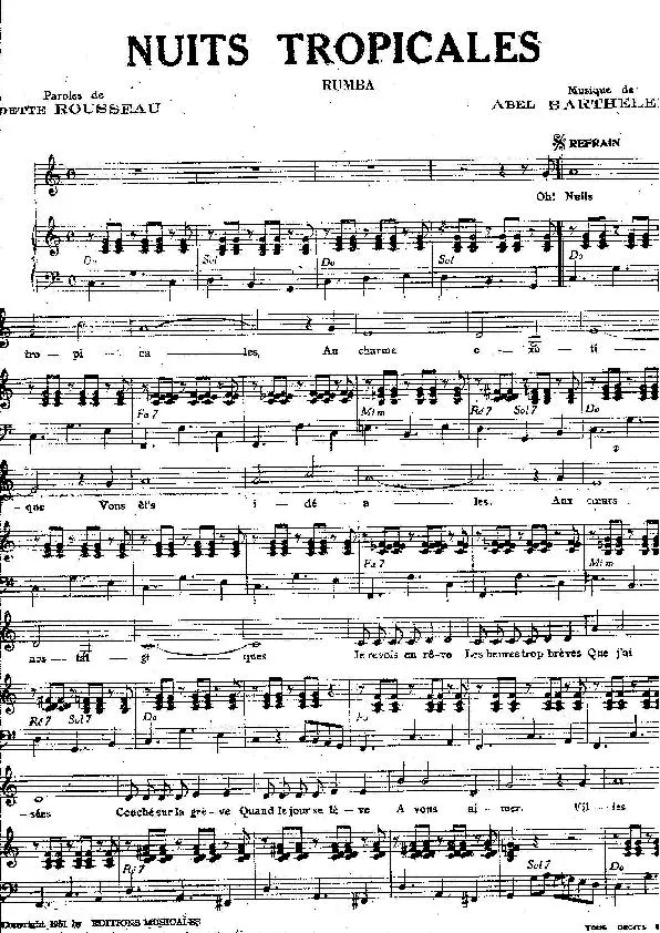 télécharger la partition d'accordéon Nuits tropicales (Rumba) au format PDF