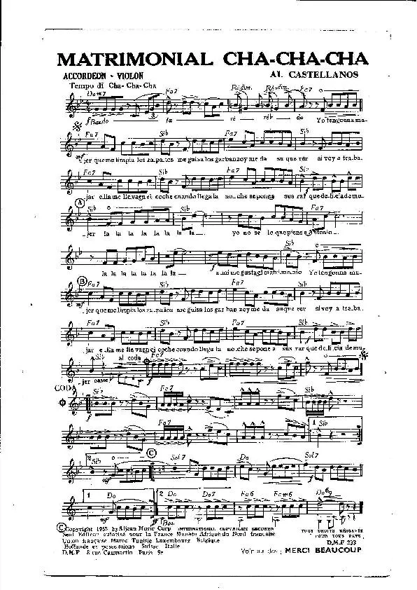 télécharger la partition d'accordéon Matrimonial Cha Cha Cha (Orchestration) au format PDF