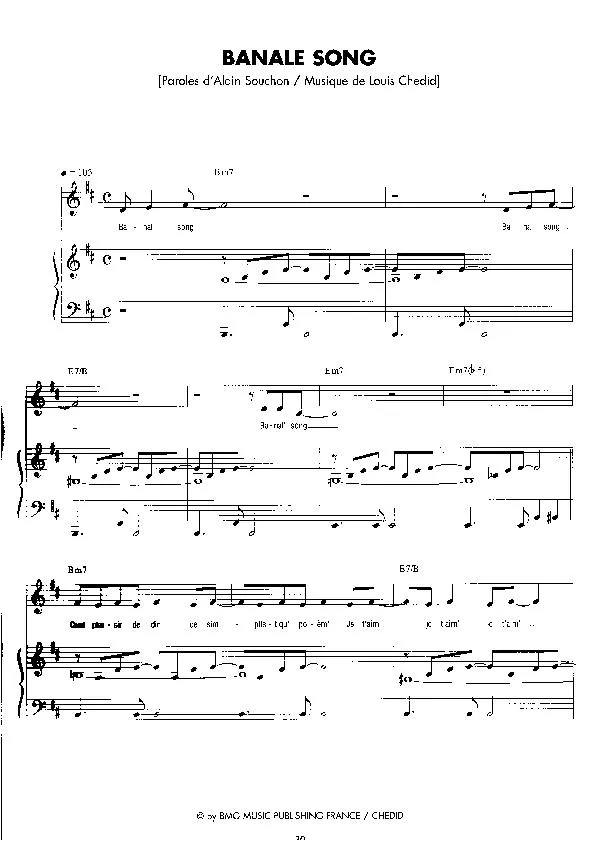 télécharger la partition d'accordéon Banale Song (Pop) au format PDF