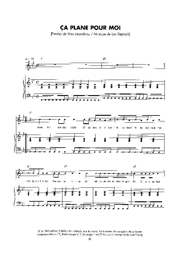 télécharger la partition d'accordéon Ça plane pour moi (Chant : Plastic Bertrand) (New Wave) au format PDF