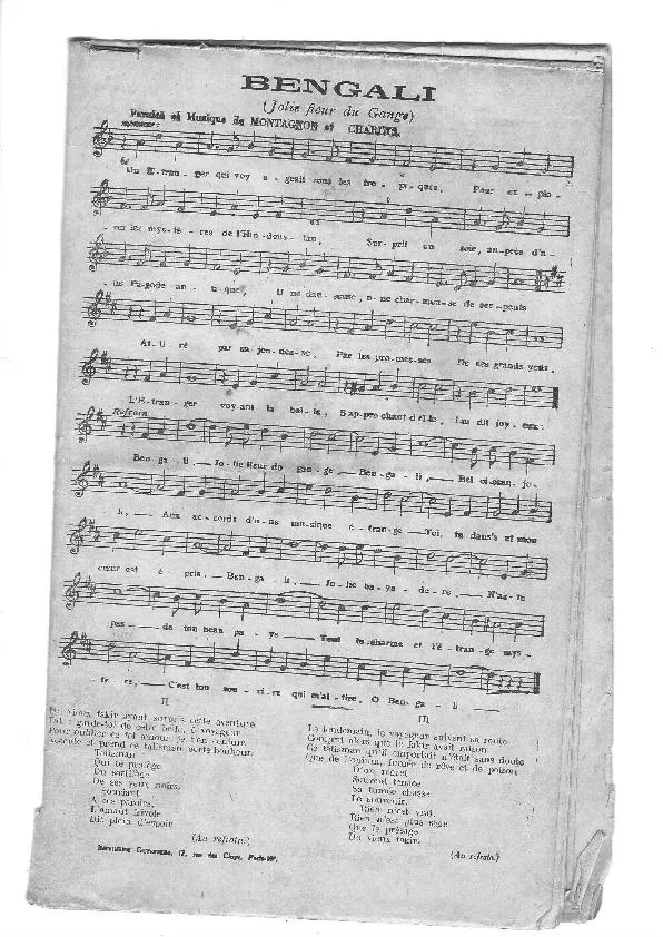 télécharger la partition d'accordéon Bengali (Jolie fleur du Gange) (Chant : Frehel) (Fox Trot) au format PDF