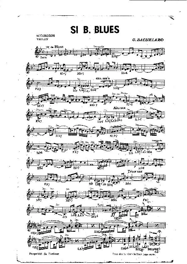 télécharger la partition d'accordéon Si B Blues (Orchestration) au format PDF