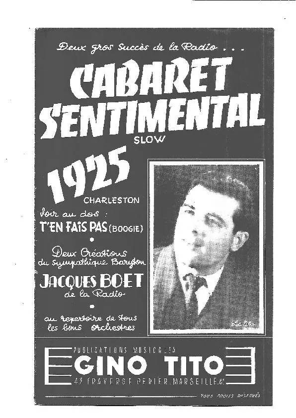 télécharger la partition d'accordéon Cabaret sentimental (Création de : Jacques Boet) (Orchestration) (Slow) au format PDF
