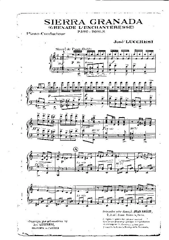 télécharger la partition d'accordéon Sierra Granada (Grenade l'enchanteresse) (Orchestration Complète) (Paso Doble) au format PDF