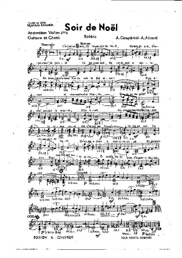 télécharger la partition d'accordéon Soir de Noël (Orchestration) (Boléro) au format PDF