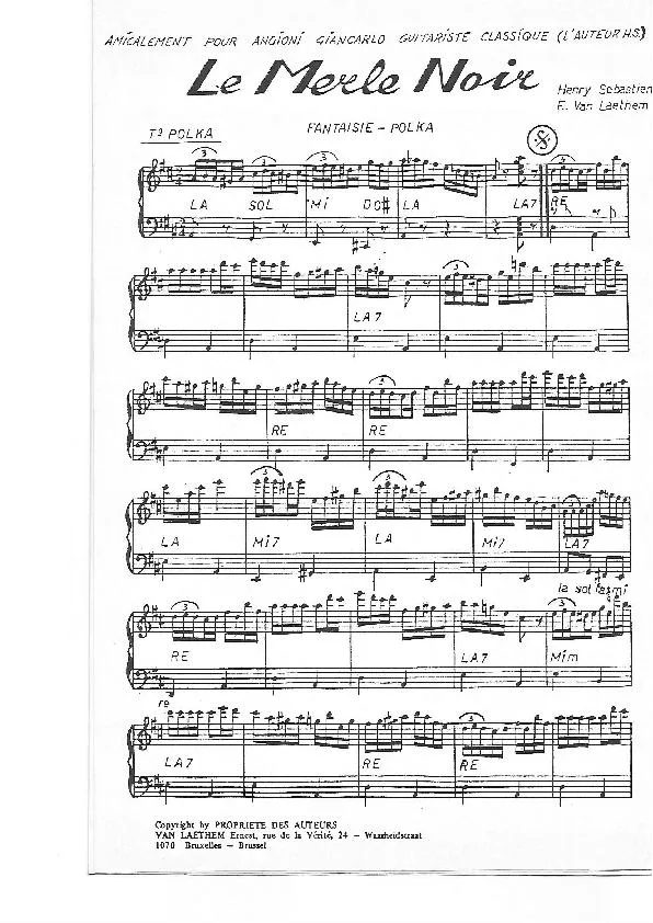 télécharger la partition d'accordéon Le merle noir (Fantaisie Polka) au format PDF