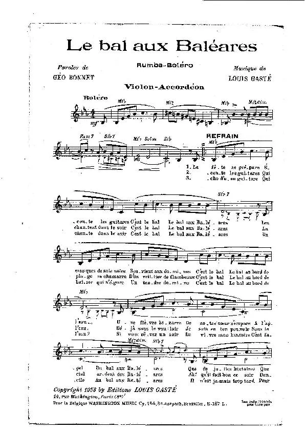 télécharger la partition d'accordéon Le bal aux Baléares (Orchestration) (Rumba Boléro) au format PDF