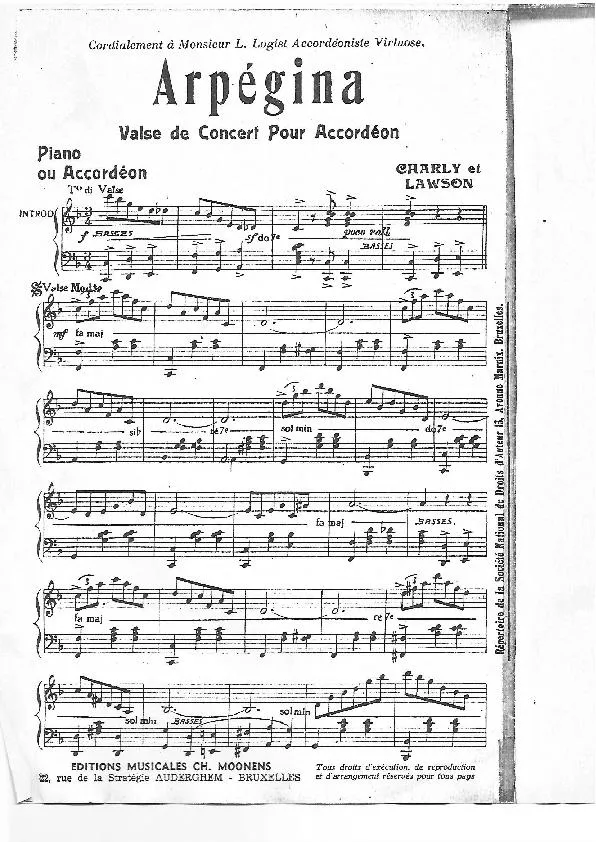 télécharger la partition d'accordéon Arpégina (Valse de Concert) au format PDF