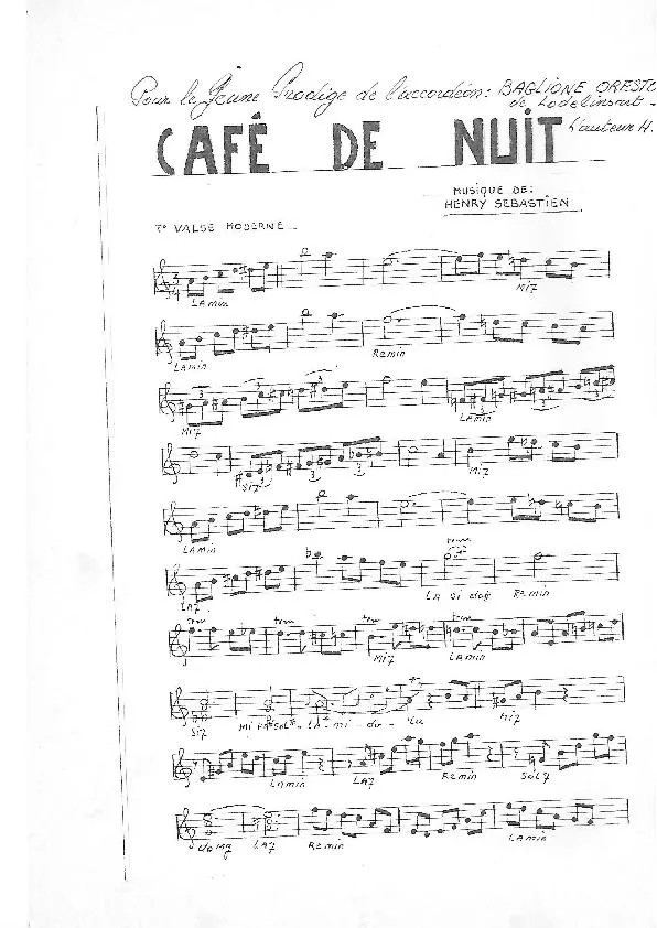 télécharger la partition d'accordéon Café de nuit (Valse Moderne) au format PDF