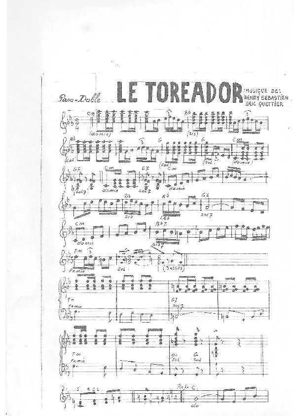 télécharger la partition d'accordéon Le Toréador (Paso Doble) au format PDF