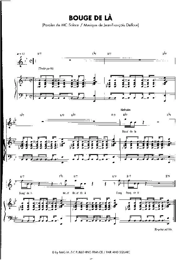 télécharger la partition d'accordéon Bouge de là (Pop Rap) au format PDF
