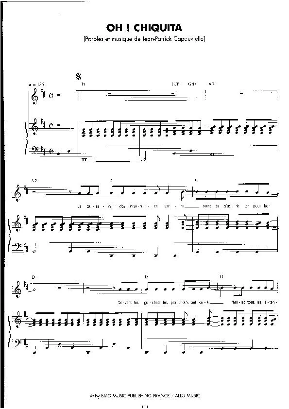 télécharger la partition d'accordéon Oh Chiquita (Pop Rock) au format PDF