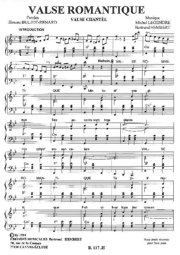 télécharger la partition d'accordéon Valse romantique (Valse Chantée) au format PDF