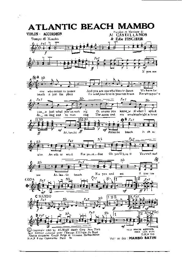 télécharger la partition d'accordéon Atlantic Beach Mambo (Orchestration) au format PDF