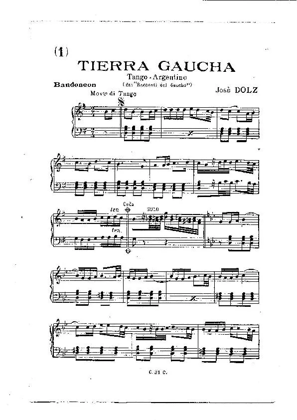télécharger la partition d'accordéon Tierra Gaucha (Racconti del Gaucho) (Tango Argentino) (Partie Bandonéon) au format PDF