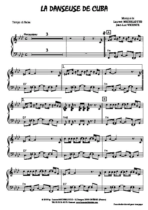 télécharger la partition d'accordéon La danseuse de Cuba (Salsa) au format PDF