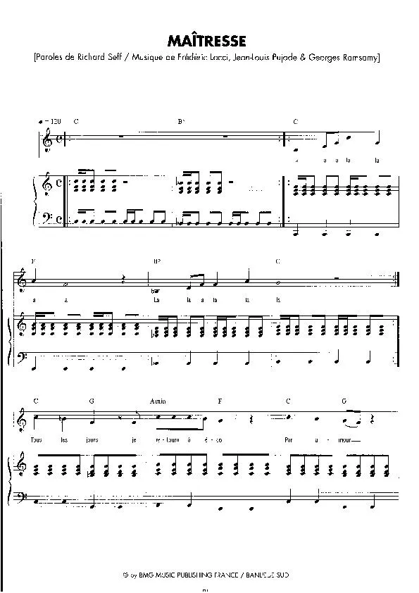 télécharger la partition d'accordéon Maîtresse (Chant : Image) (Disco) au format PDF