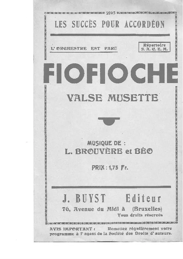 télécharger la partition d'accordéon Flofloche (Valse Musette) au format PDF