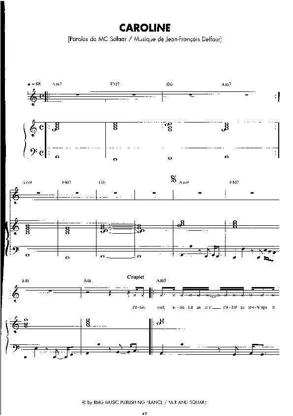 télécharger la partition d'accordéon Caroline (Pop Rap) au format PDF