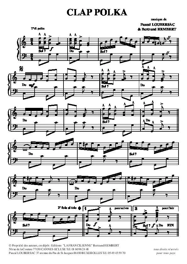 télécharger la partition d'accordéon Clap Polka au format PDF