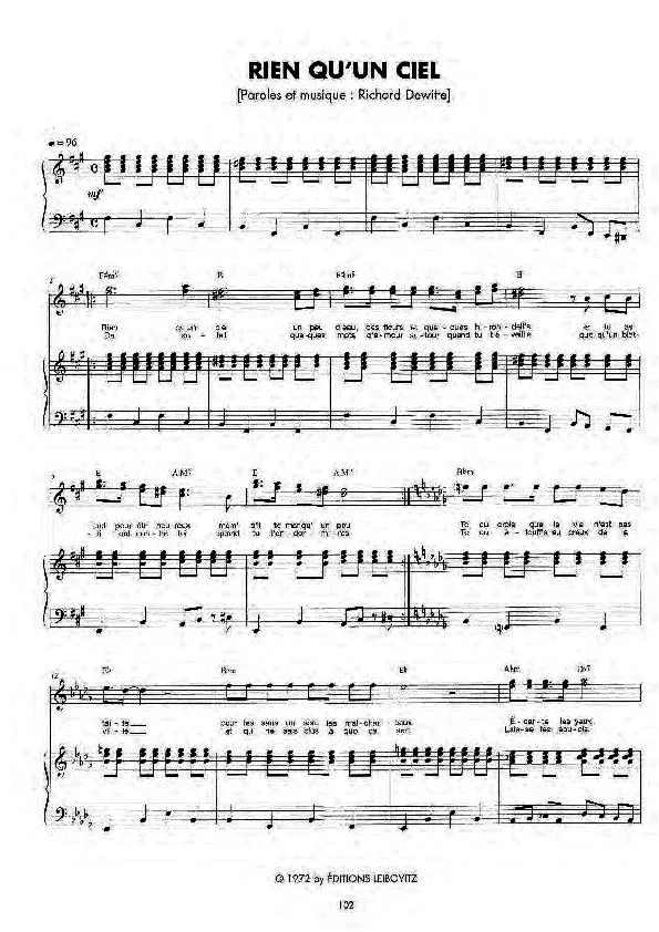 télécharger la partition d'accordéon Rien qu'un ciel (Chant : Il Etait Une Fois) (Pop) au format PDF