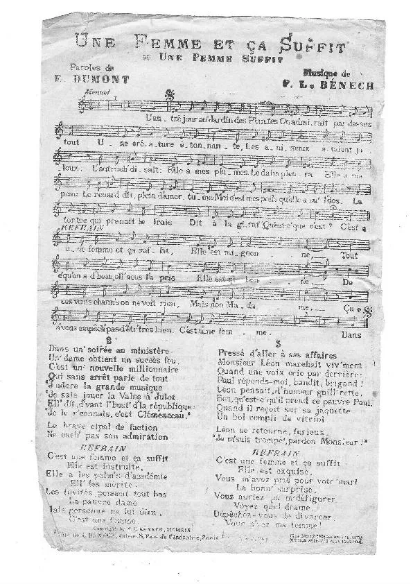 télécharger la partition d'accordéon Une femme et ça suffit (OU : Une femme suffit) (Menuet) au format PDF
