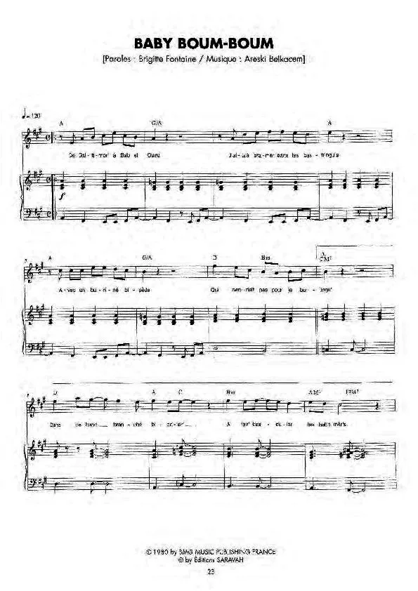 télécharger la partition d'accordéon Baby Boum Boum (Pop Rock) au format PDF