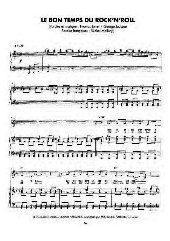 télécharger la partition d'accordéon Le bon temps du Rock'n'Roll (Chanteur : Johnny Hallyday) (Rock) au format PDF