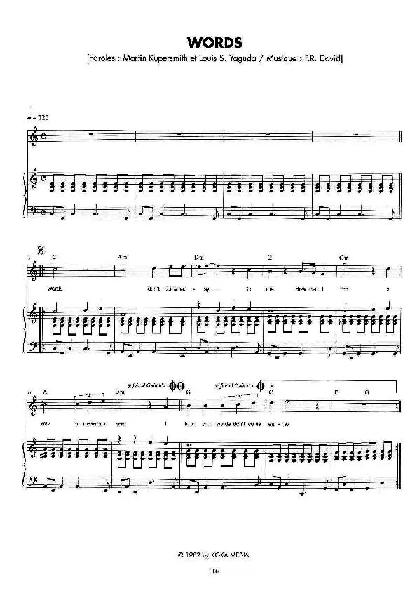 télécharger la partition d'accordéon Words (Synth Pop) au format PDF
