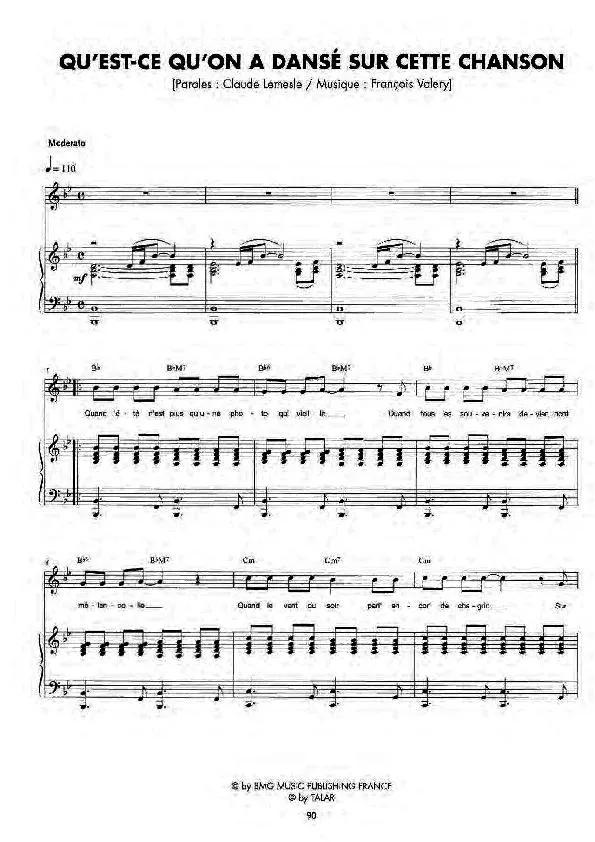 télécharger la partition d'accordéon Qu'est ce qu'on a dansé sur cette chanson (Pop) au format PDF