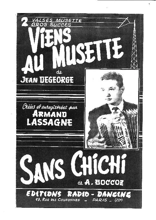 télécharger la partition d'accordéon Viens au musette (Créée par : Armand Lassagne) (Valse) au format PDF