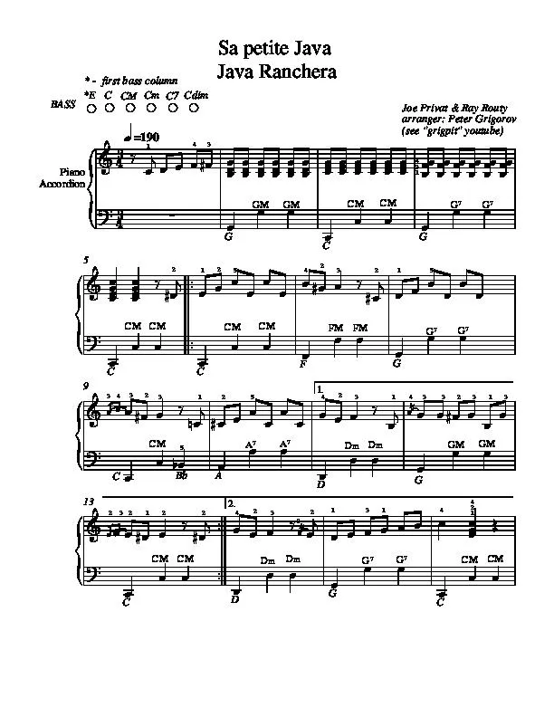 télécharger la partition d'accordéon Sa petite java (Arrangement : Peter Grigorov) au format PDF