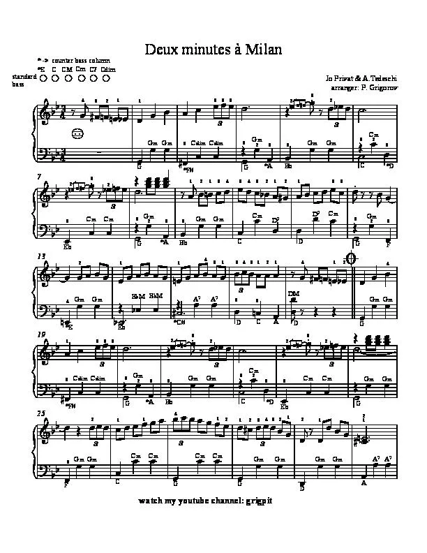 télécharger la partition d'accordéon Deux minutes à Milan (Arrangement : Peter Grigorov) (Valse Musette) au format PDF
