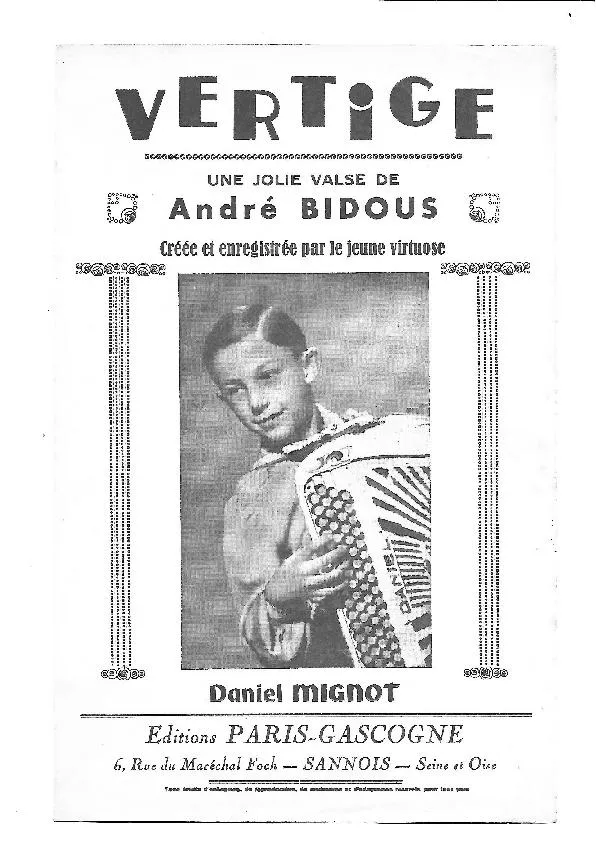 télécharger la partition d'accordéon Vertige (Créée : Daniel Mignot) (Valse) au format PDF