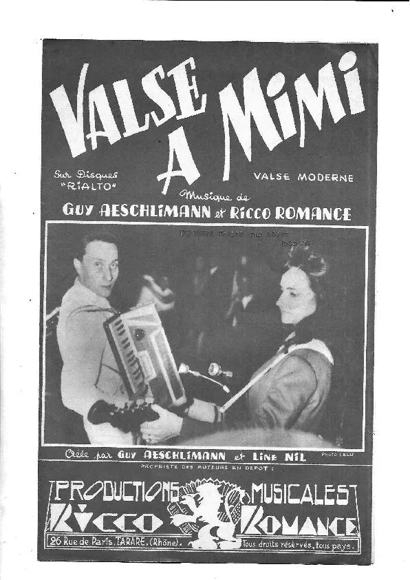 télécharger la partition d'accordéon Valse à Mimi (Créée par : Guy Aeschlimann et Line Nil) (Valse Moderne) au format PDF