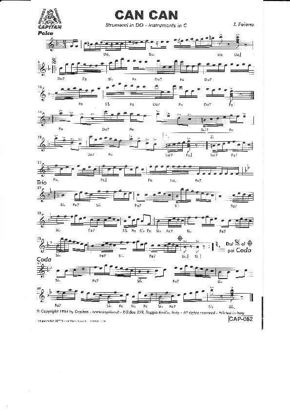 télécharger la partition d'accordéon Can Can (Polka) au format PDF