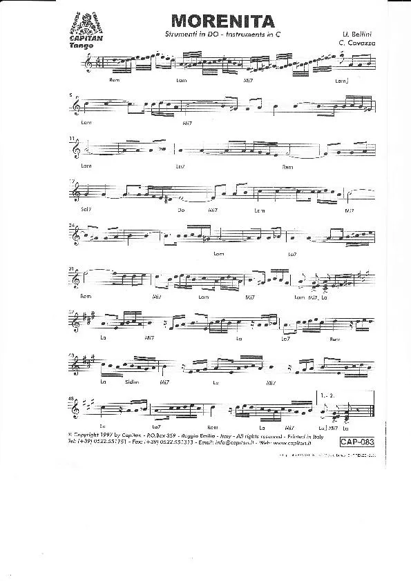 télécharger la partition d'accordéon Morenita (Tango) au format PDF