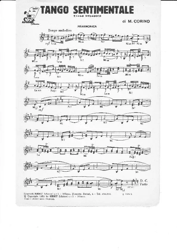 télécharger la partition d'accordéon Tango Sentimentale au format PDF