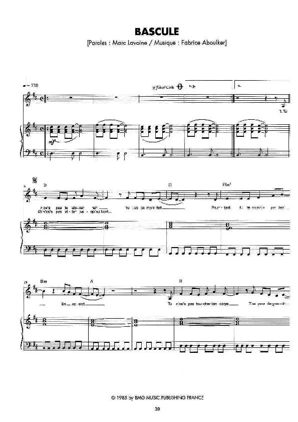 télécharger la partition d'accordéon Bascule (Synth Pop) au format PDF
