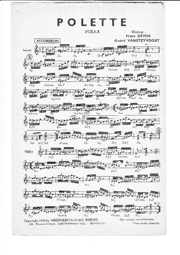 télécharger la partition d'accordéon Polette (Polka) au format PDF