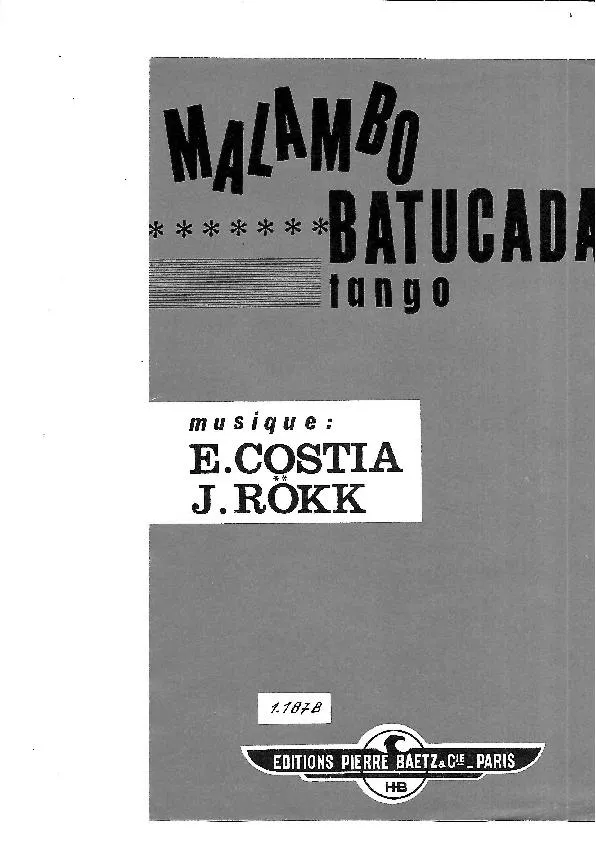 télécharger la partition d'accordéon Malambo Batucada (Tango Batucada) au format PDF