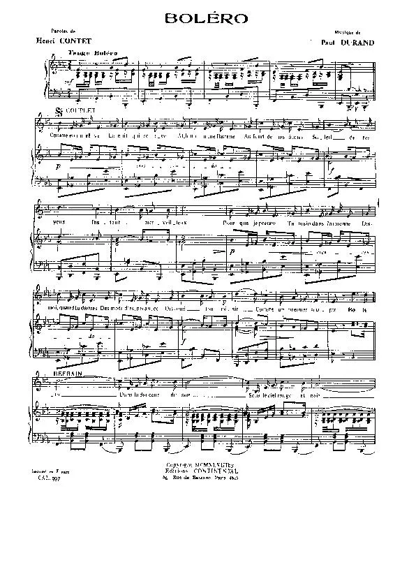 télécharger la partition d'accordéon Boléro (Tango Boléro) au format PDF
