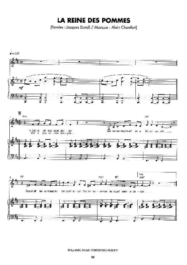 télécharger la partition d'accordéon La reine des pommes (Chant : Lio) (Synth Pop) au format PDF